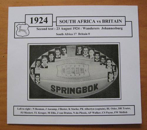 SOUTH AFRICA vs BRITAIN - 1924 - second test at the Wanderers in Johannesburg