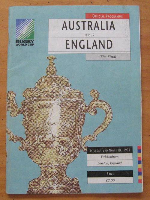Official rugby programme - FINAL - 1991 RUGBY WORLD CUP - Australia vs England - SEE DESCRIPTION
