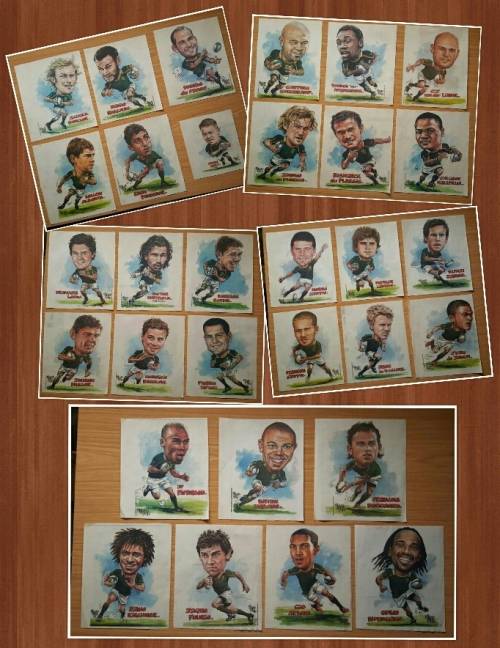 31 Newspaper drawings by Mynderd Vosloo of the 2011 Rugby World Cup Springbok rugby players