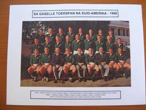 Pictrure of the SA Gazelle rugby team who toured South America - 1966