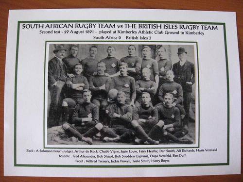 Gloss photo of the South African rugby team - 1891 - second test against the British Isles team