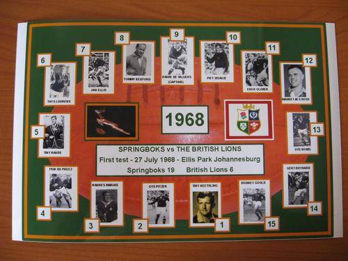 Gloss mini poster - pictures of the Springboks who played against the British Lions - 1st test 1968