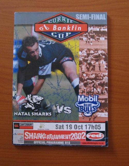 Official rugby programme - CURRIE CUP SEMI FINAL - 2002 - Natal Sharks vs Blue Bulls
