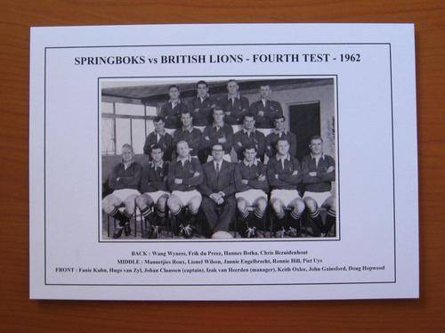 Gloss photo of the Springbok rugby team - vs British Lions - 1962 - 4th test