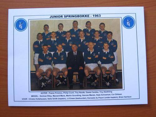 Gloss photo of the 1963 Junior Springbok rugby team
