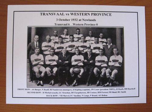 Gloss photo - Transvaal vs Western Province - 1932 at Newlands in Cape Town
