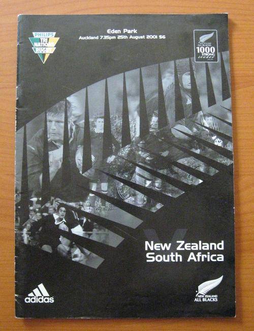 Official rugby programme - Tri Nations 2001 -New Zealand vs South Africa at Eden Park in Auckland