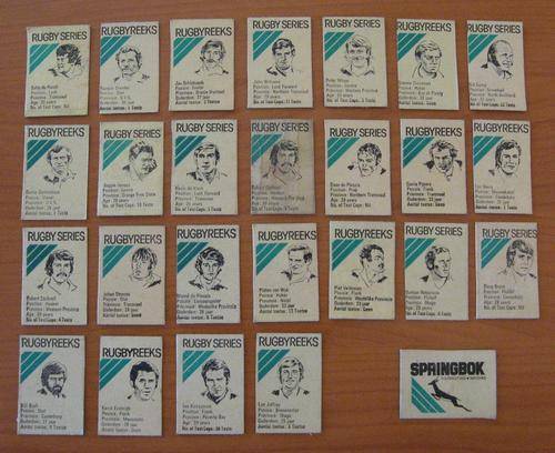 25 Springbok Matches Rugbycards - 1976 SPRINGBOK and ALL BLACKS rugby players