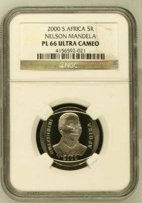 2000 MANDELA R5 COIN PL66UC (NGC)