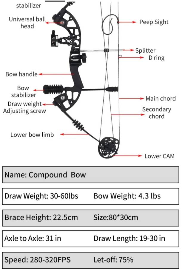 HUNTING COMPOUND BOW WITH FREE ACCESSORIES