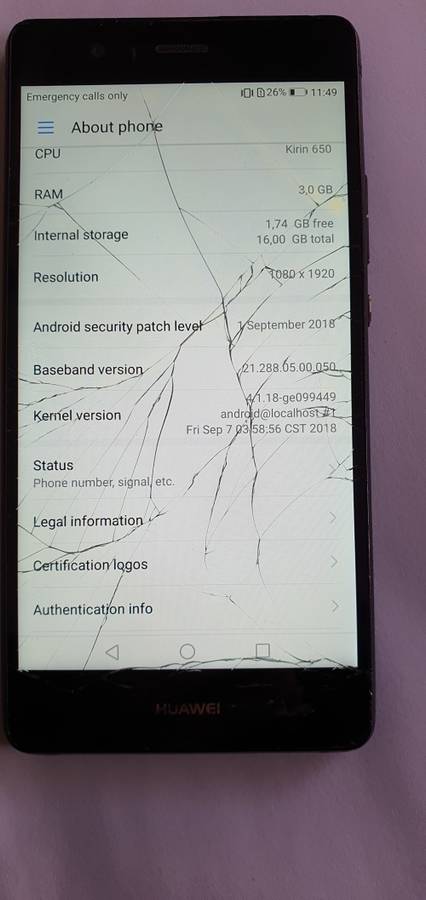 Huawei P9 lite / Cracked screen