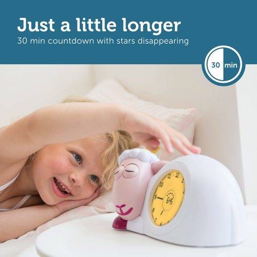 Zazu Kids Sam Sleep Trainer Alarm Clock and Night Light - Pink  Sheep Toy
