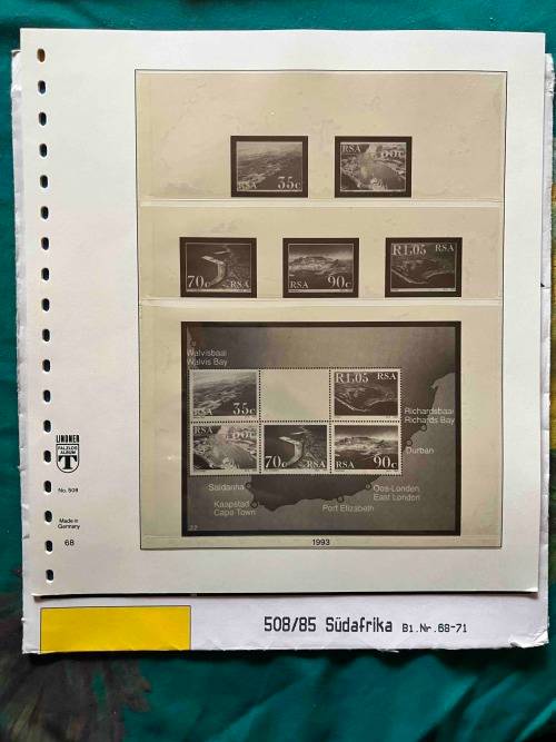 South Africa Preprinted Lindner Pages, Format: 272 X 296 Mm With 18-Ring Perforation, pages 68 - 71