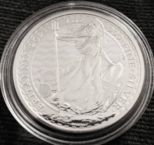 UK 2021 Britannia Silver 1oz bullion with capsule