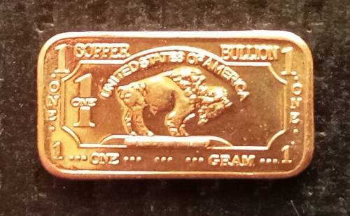 Copper 1g Buffalo Bullion Bar