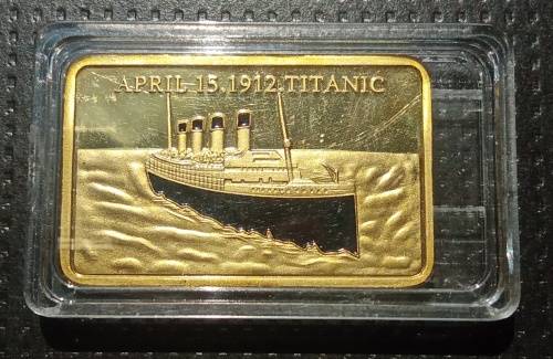 Titanic Commemorative Gold layered Bar - 38g with capsule