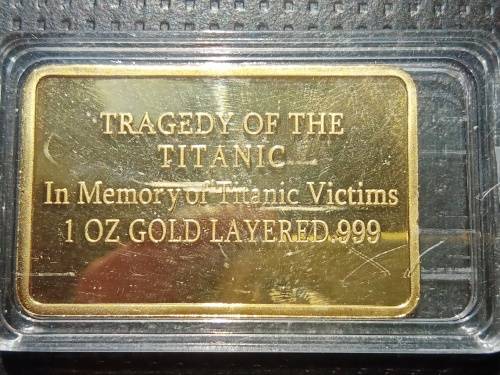Titanic Commemorative Gold layered Bar - 38g with capsule