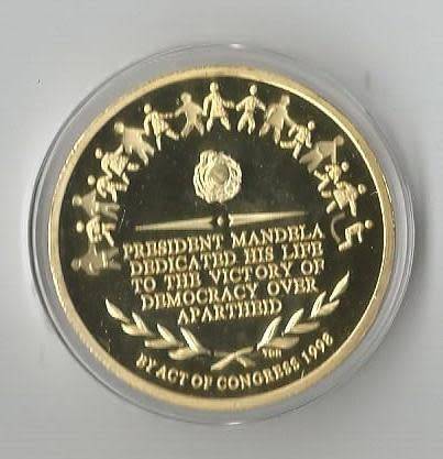 bargain South Africa Mandela gold plated medallion