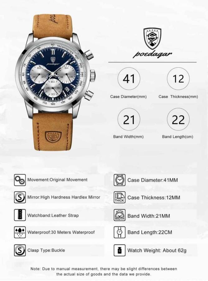 Poedagar - Men Luxury Leather German Quartz Watch *****MUST SEE*****R6000