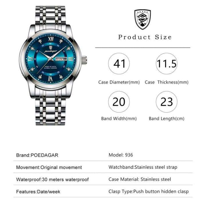 ***Must see ***Poedagar - Stainless Steel Men`s Watch