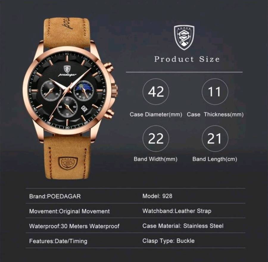 Poedagar - Men Luxury Leather German Quartz Watch *****MUST SEE*****