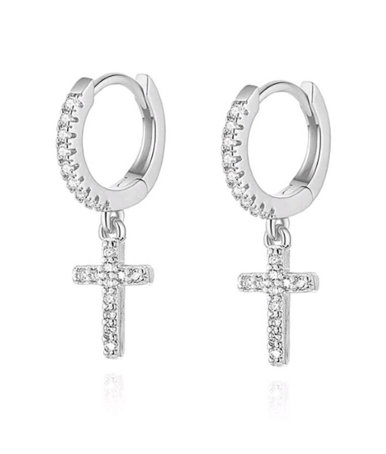 Cross hoop earrings