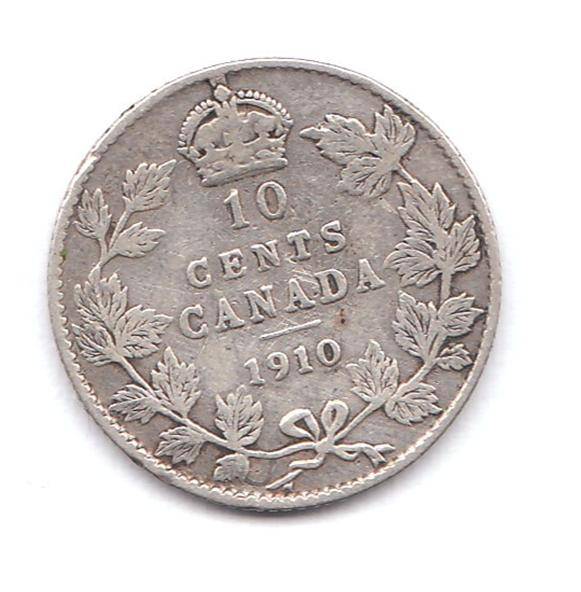 1910 CANADIAN 10 CENTS [ GREAT COLLECTABLE] .925 SILVER {LOW MINTAGE} **cRAZy**