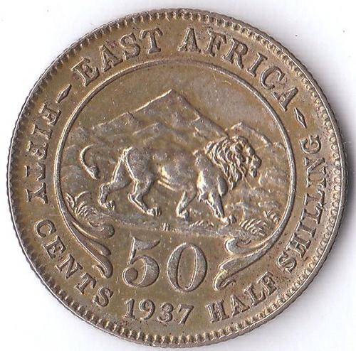 1937 EAST AFRICA 50 CENT (HALF SHILLING)
