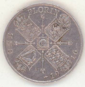 1916 BRITISH FLORIN .925 SILVER **STUNNING COIN** DONT MISS OUT!