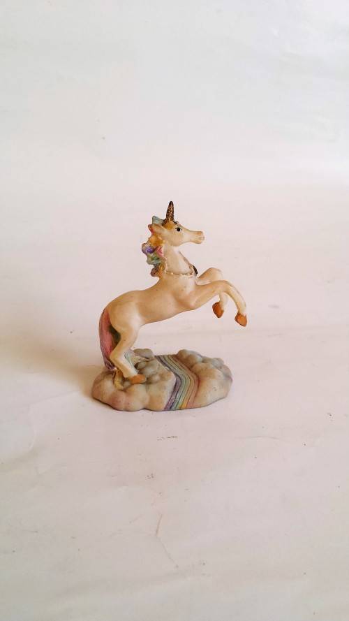 Porcelain Prancing Unicorn, Miniature Figurine