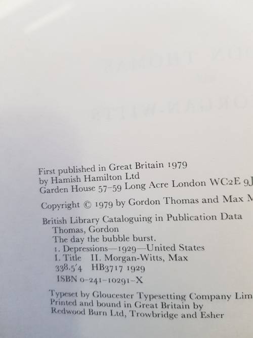 The Day The Bubble Burst by Gordon Thomas Max Morgan-Witts