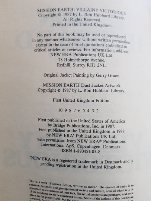 Villainy Victorious, Mission Earth Vol. 9 by L. Ron Hubbard, First UK Edition, Hardcover, 1987