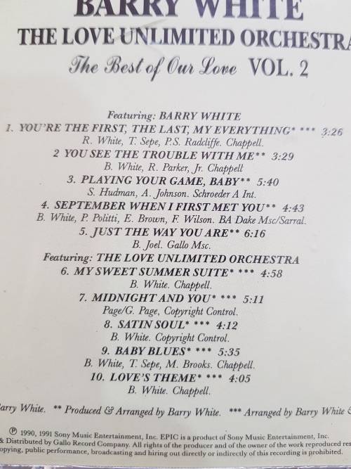 Barry White, Love Unlimited, The Best of our Love, Vol. 2, CD