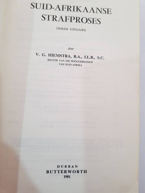 Suid-Afrikaanse Strafproses, Derde Uitgawe deur V.G. Hiemstra, 1981