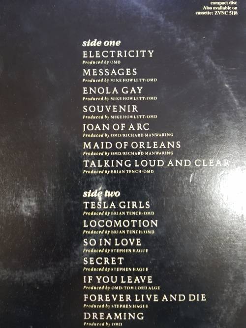 Orchestral Manoeuvres in the Dark, OMD, the best of OMD LP, VG