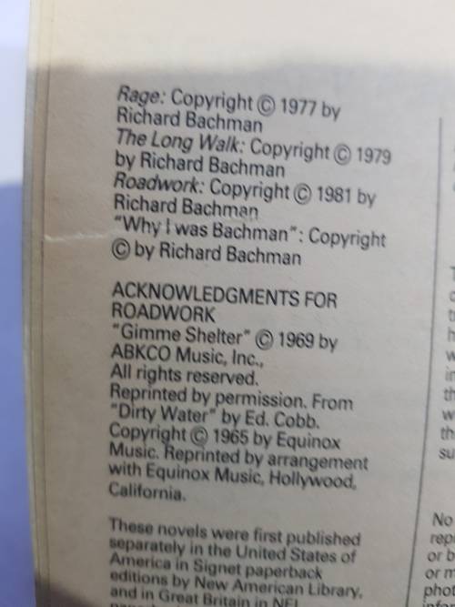 Stephen King, The Bachman Books