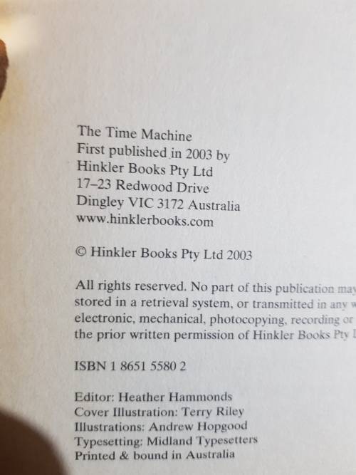 H.G. Wells, The Time Machine, Hardcover