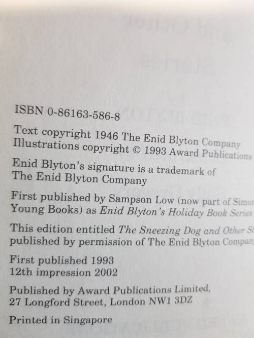 Enid Blyton, The Sneezing Dog and Other Stories, Hardcover
