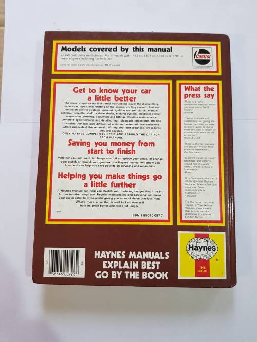 VW Golf, Jetta, Scirocco 1974-1985 Haynes Owners Workshop Manual