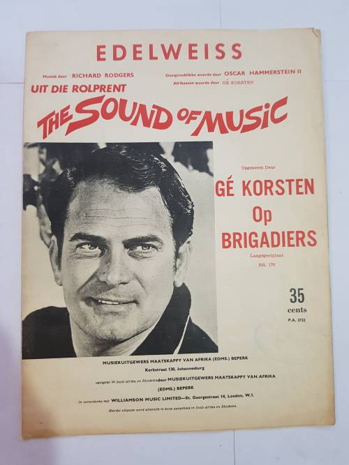 Song Sheet, Sheet Music, Edelweiss, Ge Korsten, The Sound of Music