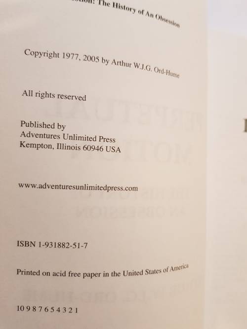 Perpetual Motion, The History of an Obsession by Arthur W.J.G. Ord-Hume