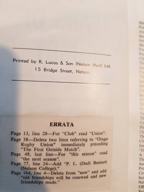 100 Years of Rugby, Story of Nelson Rugby Football Club 1870-1969