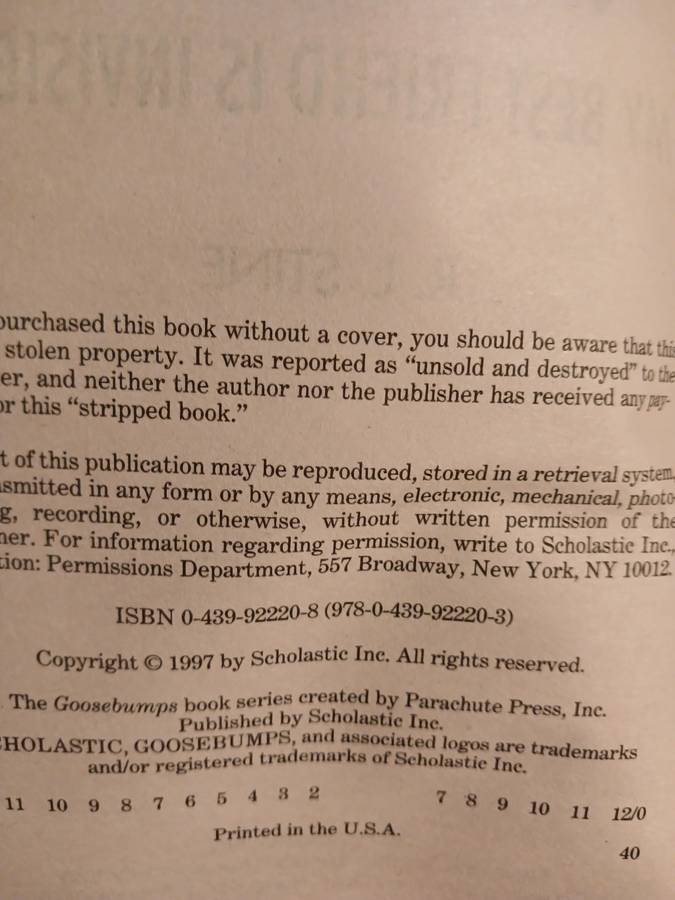 Goosebumps, My Best Friend is Invisible by R.L. Stine