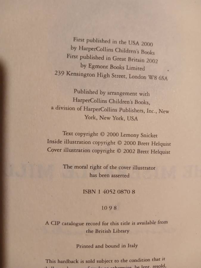 A Series of Unfortunate Events, Book the Fourth, The Miserable Mill by Lemony Snicket