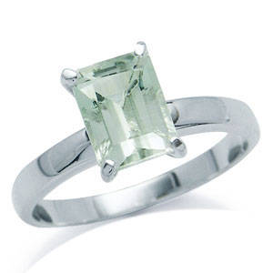 60% OFF - 8x6MM Green Amethyst Sterling Silver Solitaire Ring