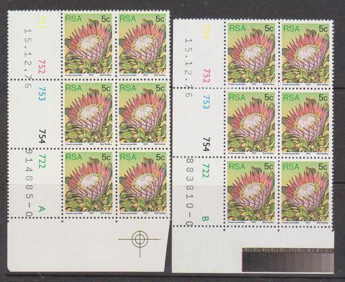 S.A. 3rd Definitive" Set of 2 Control Blocks A + B  (5c) M.N.H. (as per scan)