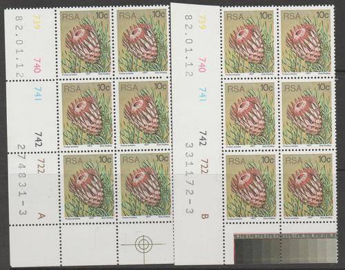 S.A. 3rd Definitive" Set of 2 Control Blocks A + B  (10c) M.N.H. (as per scan)