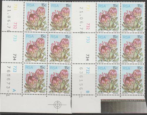 S.A. 3rd Definitive" Set of 2 Control Blocks A + B  (15c) M.N.H. (as per scan)