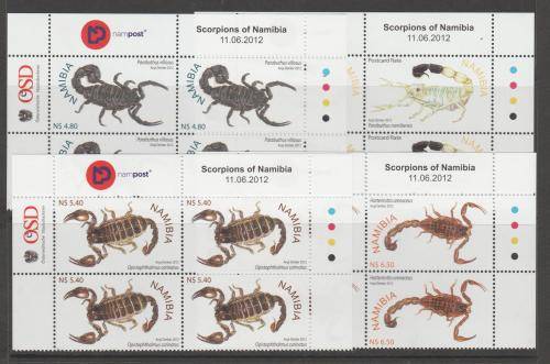 Namibia 2012 "Scorpions of Namibia" Set of 4 Control Blocks M.N.H.