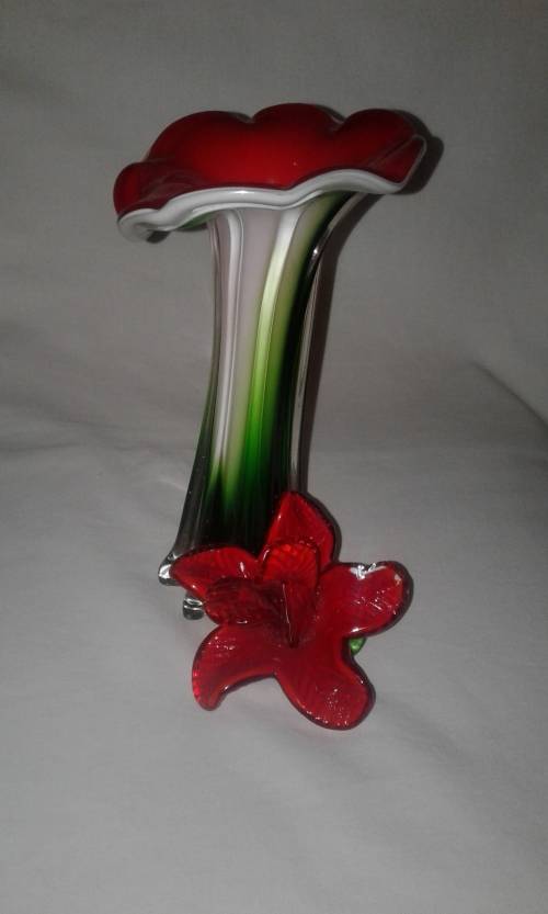 Murano Venetian Glass Vase Red